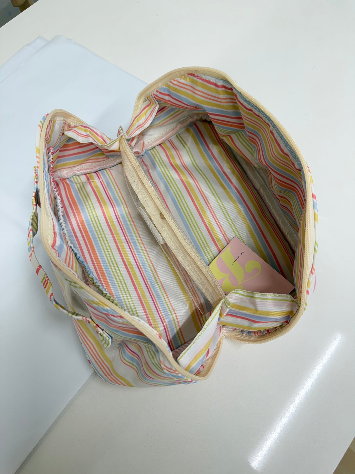 Cosmetic Case Clear Coat - Pool Party Stripes