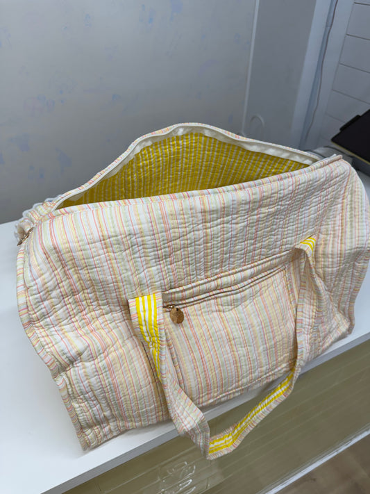 Quilted Tote Duffel Bag - Pool Party Stripes