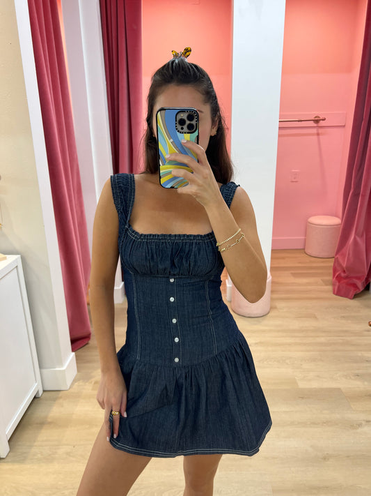 Julia Indigo Denim Mini Dress