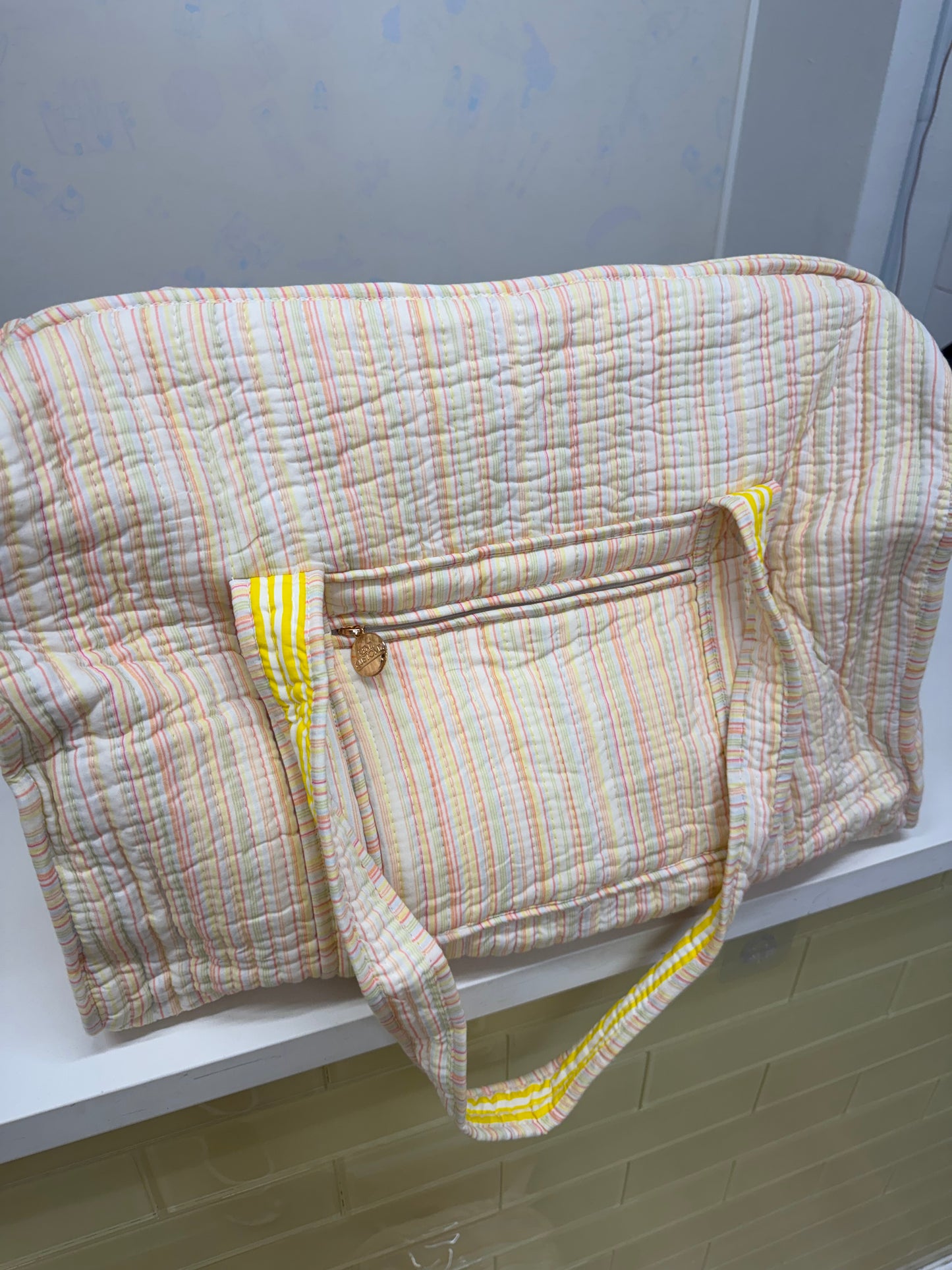 Quilted Tote Duffel Bag - Pool Party Stripes
