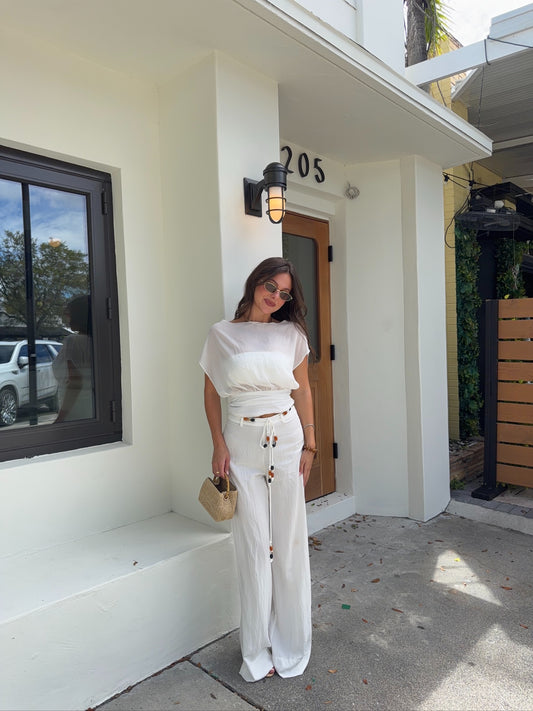 SERENA WIDE LEG PANT - CREAM