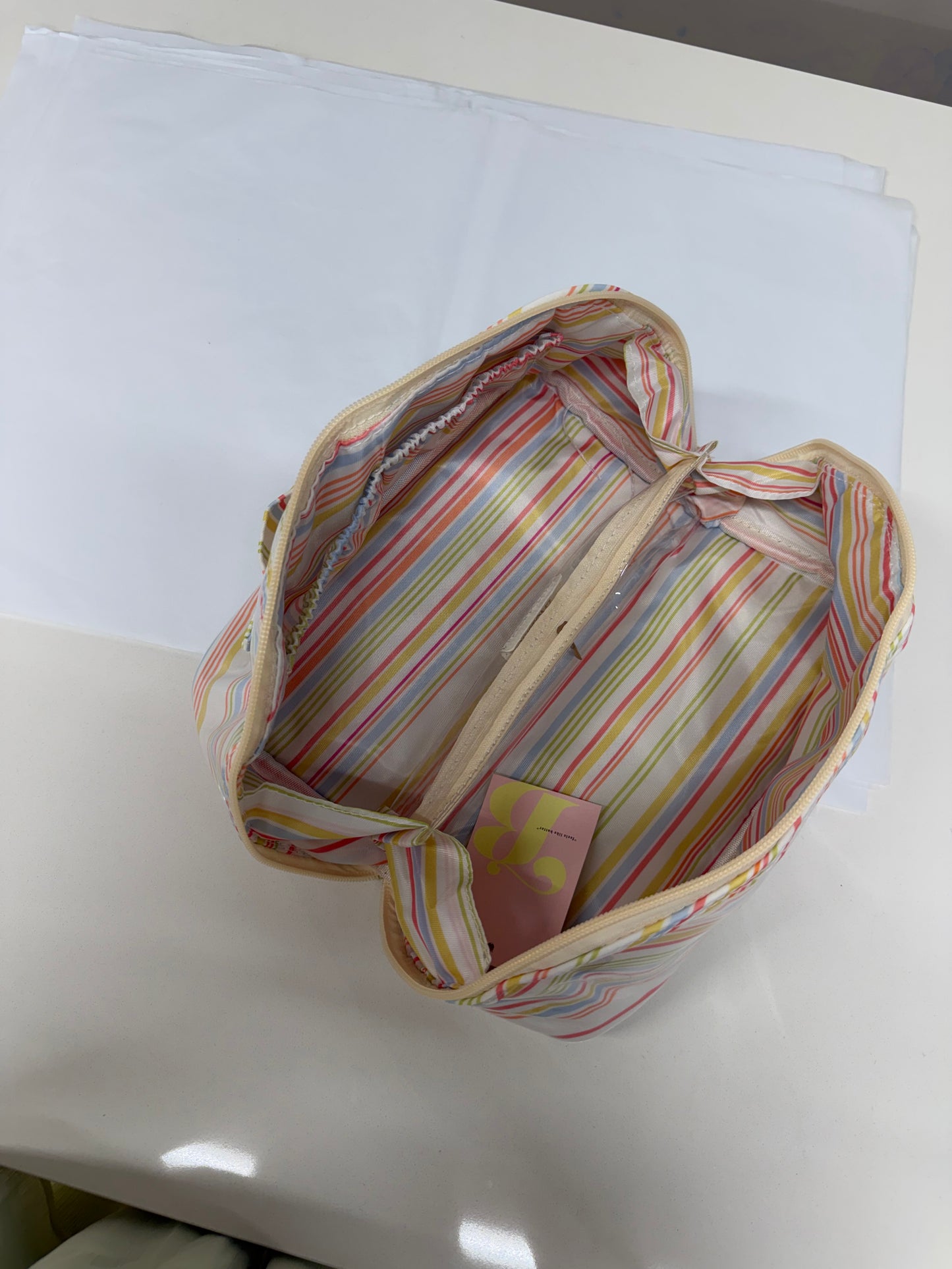 Cosmetic Case Clear Coat - Pool Party Stripes