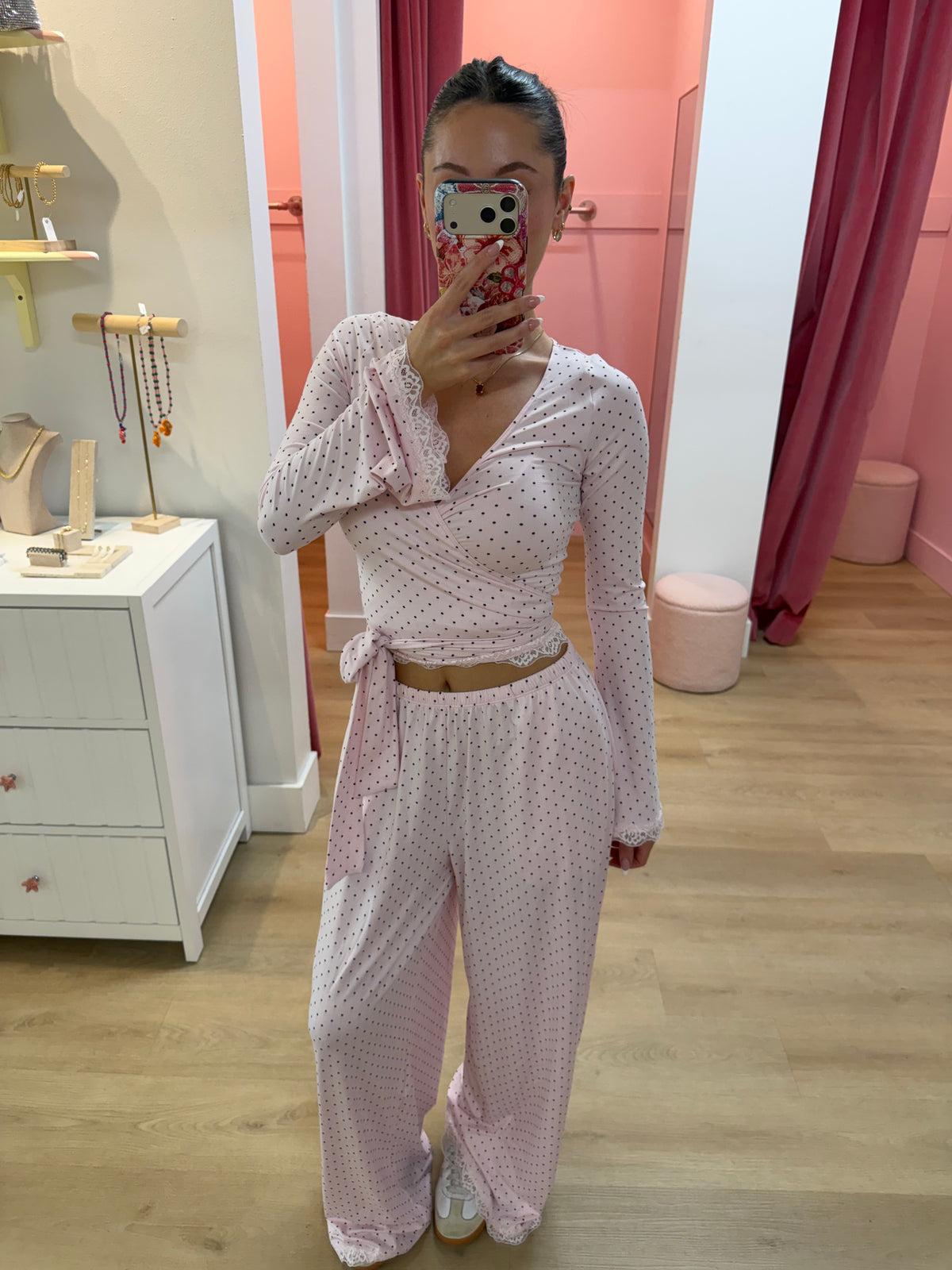 Après Pilates Wrap Top - Blush Dot