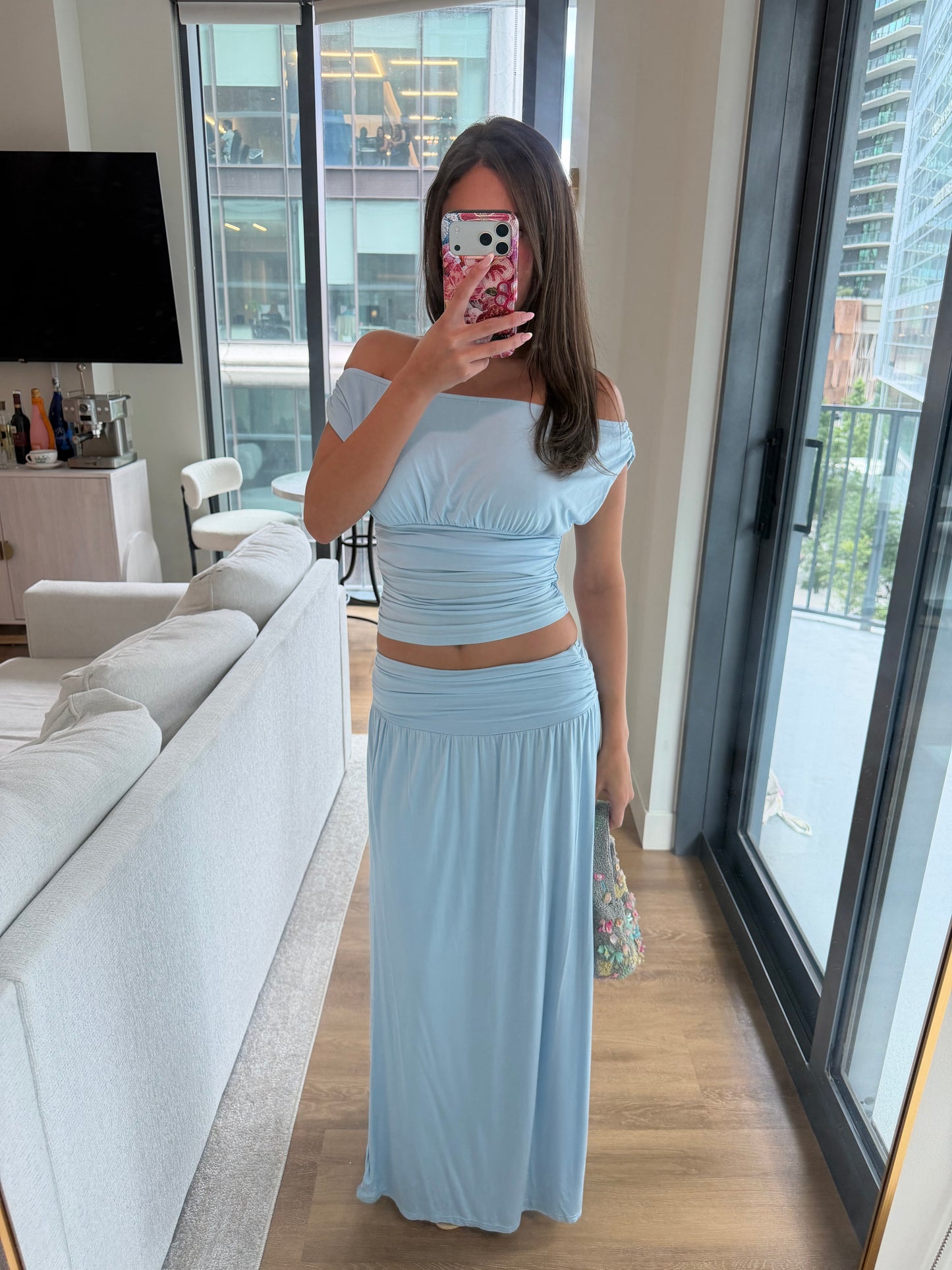 Farrah Ruched Top - SKY BLUE