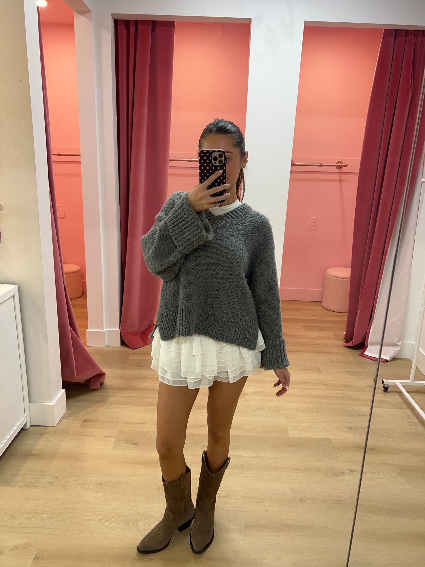 Nina Layered Sheer Ruffle Mini Skort - white