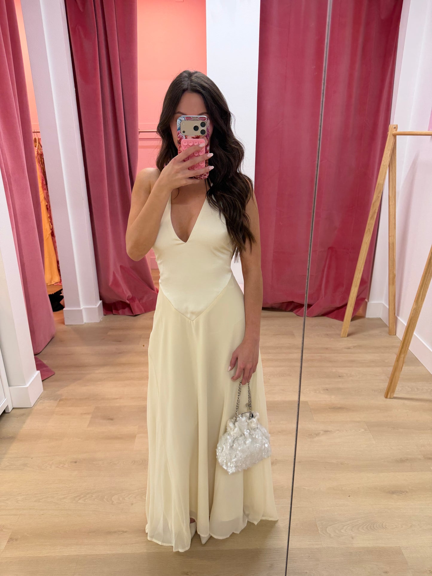 Kaylee Halter Maxi Dress- Ivory