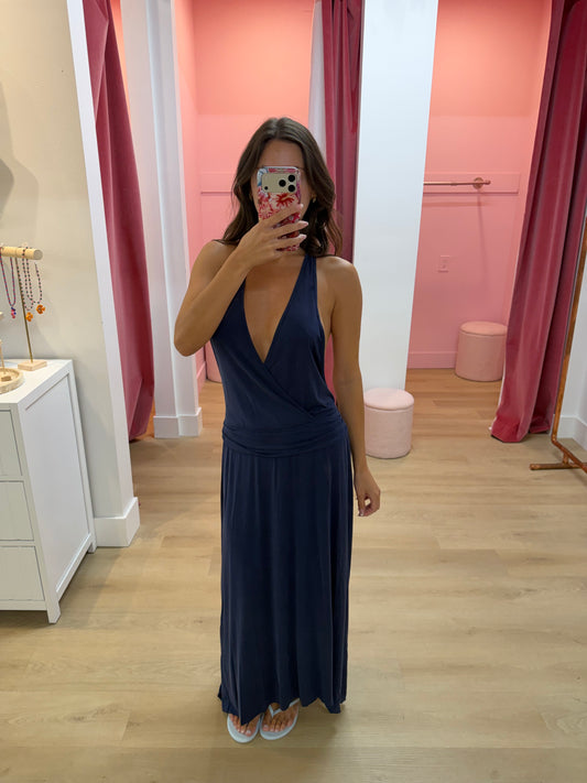 Loba Plunge Maxi Dress - Navy
