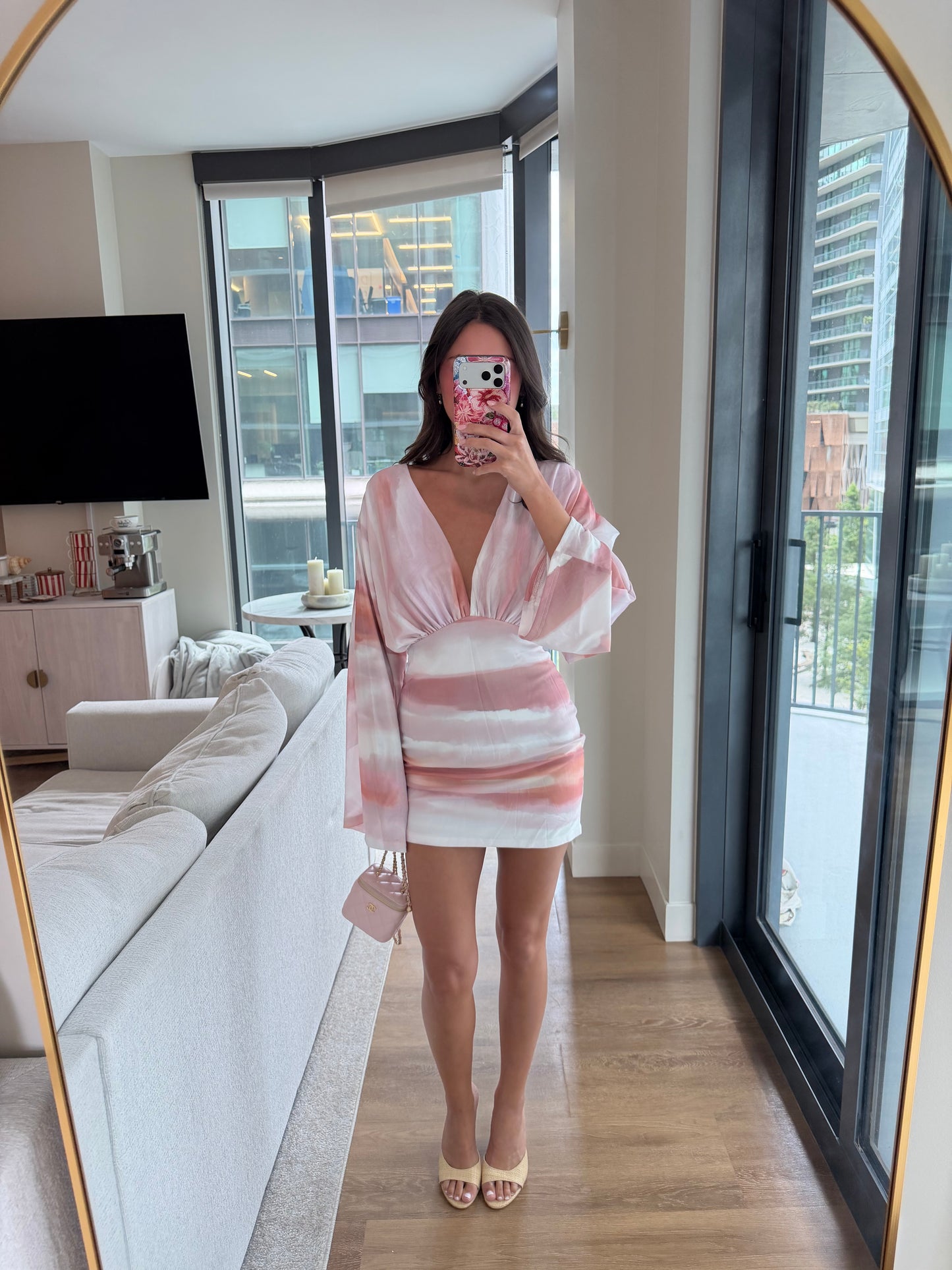 Helene Mini Dress - Pink Shell