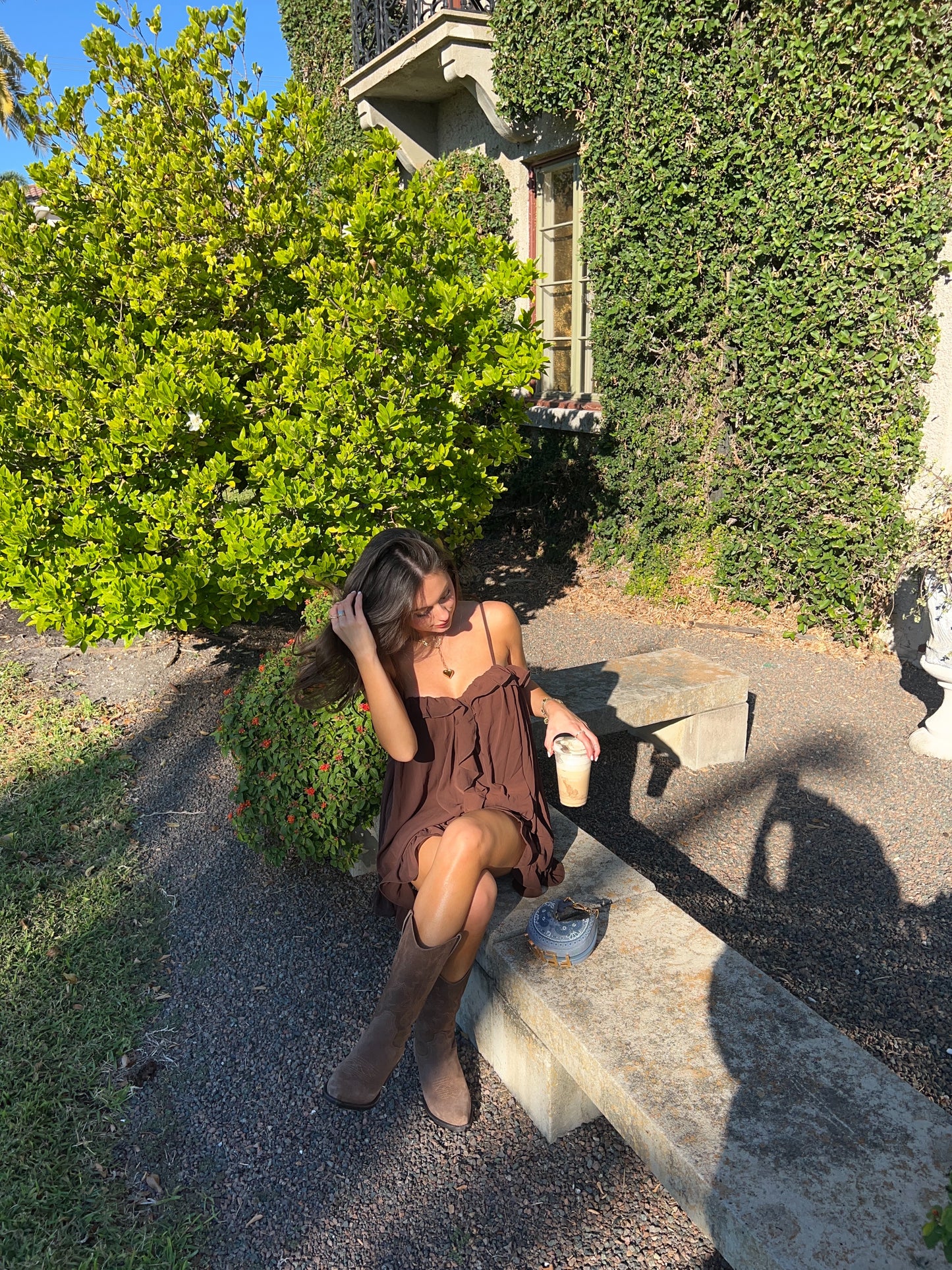 KRISTIA MINI DRESS - CHOCOLATE