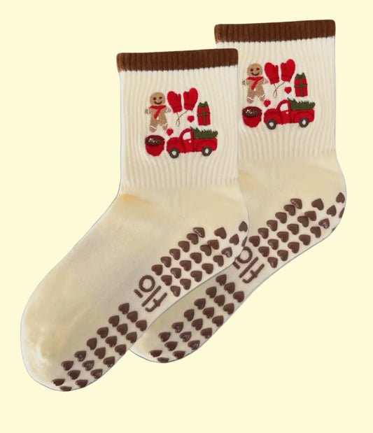 Gingerbread Lane Pilates grip socks