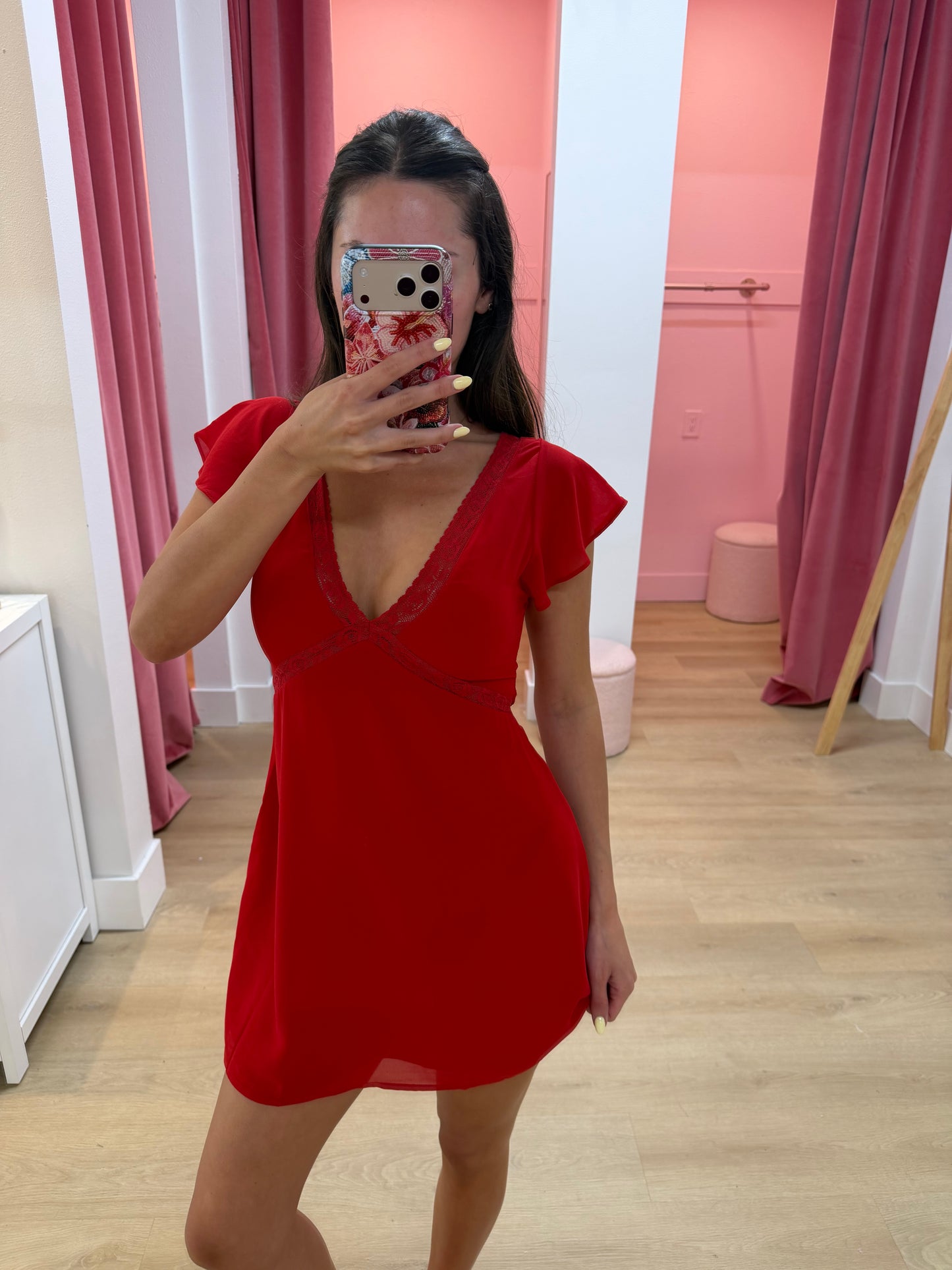Claire Lace Trim Mini Dress