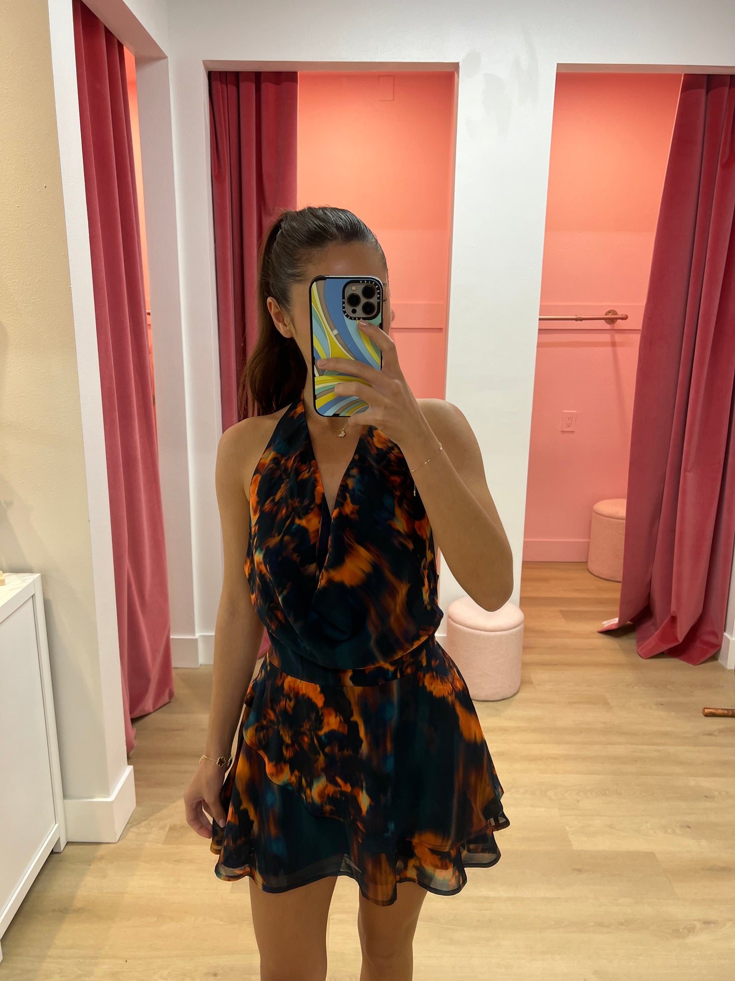 Imali Cowl Mini Dress - VALINA ORANGE