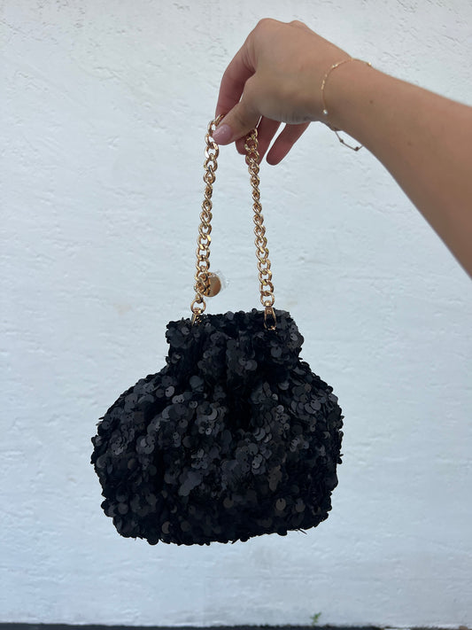 MATTIE SEQUIN POUCH - black