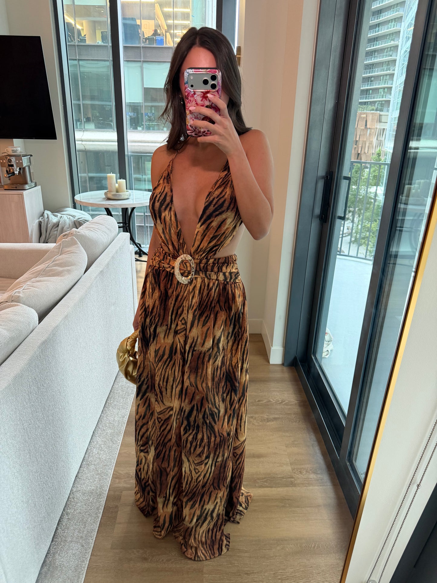 Tigress Plunge Maxi Dress