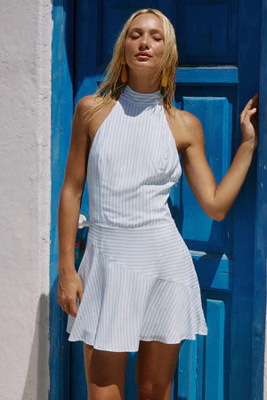 Dania Halter Dress - BLUE STRIPE
