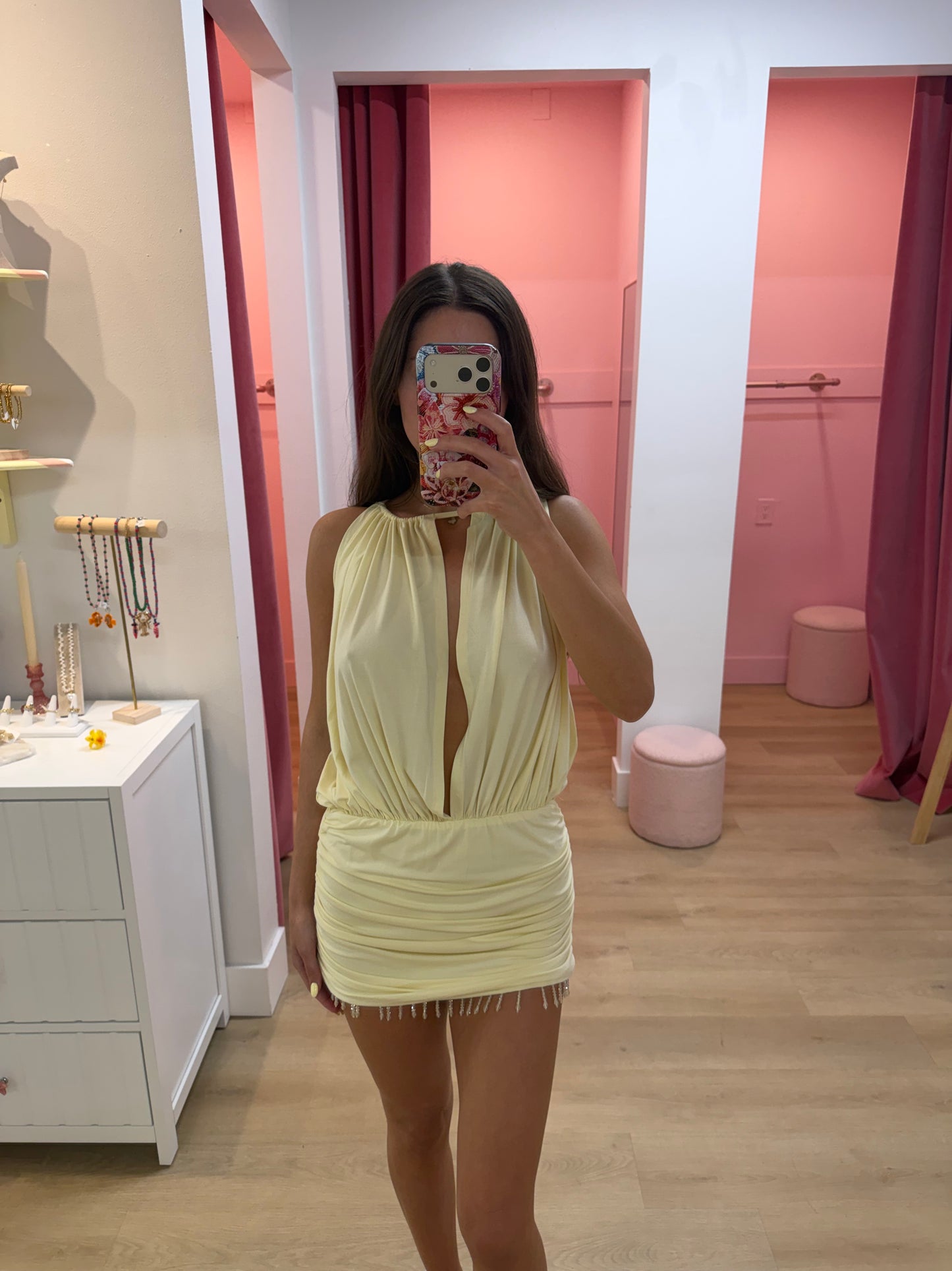 Genevieve Halter Crystal Fringe Mini Dress