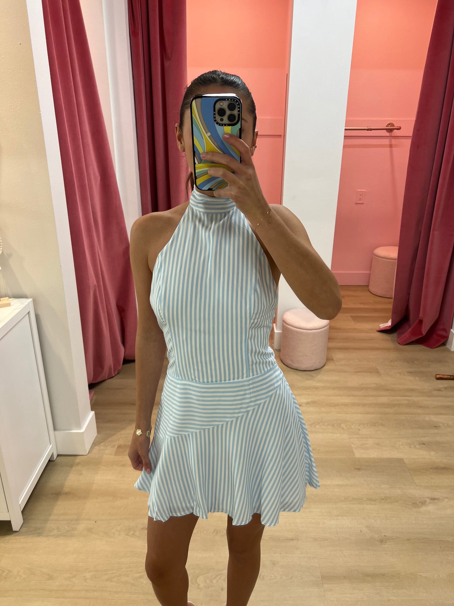 Dania Halter Dress - BLUE STRIPE