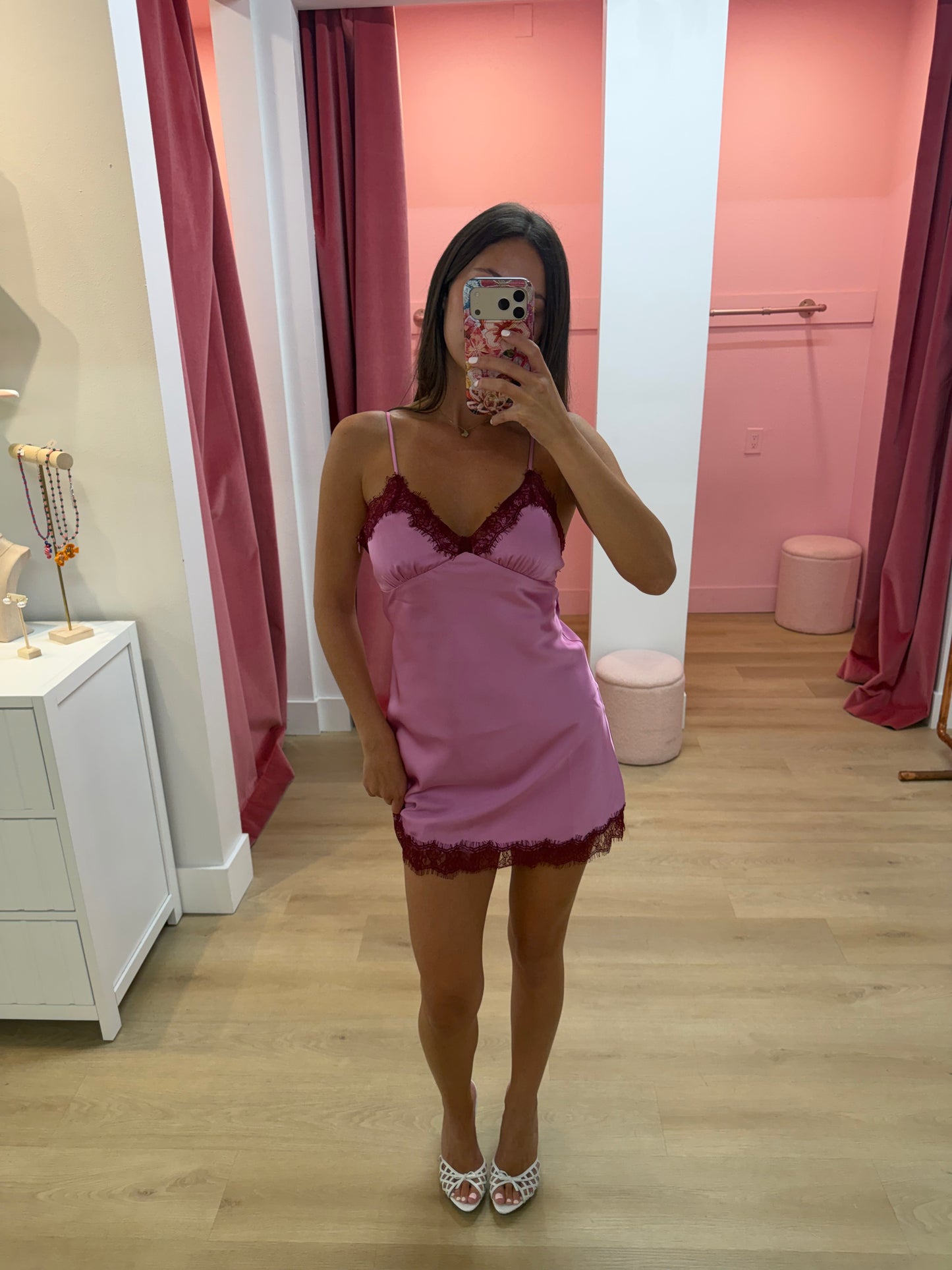 Elsie Slip Mini Dress - Rose/Pink