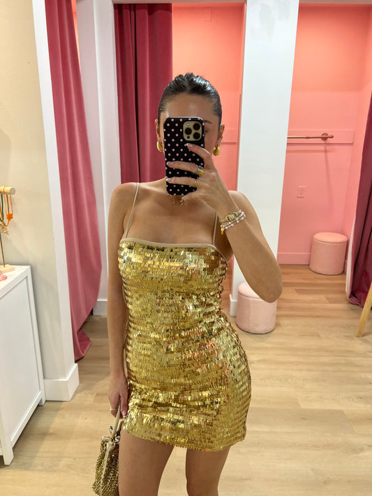 KERRIE SEQUIN MINI DRESS - GOLD