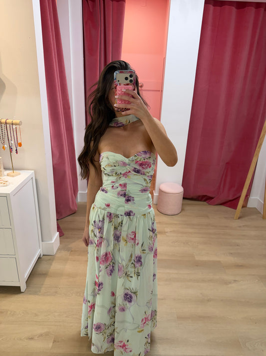 Kate Mint Floral Maxi Dress