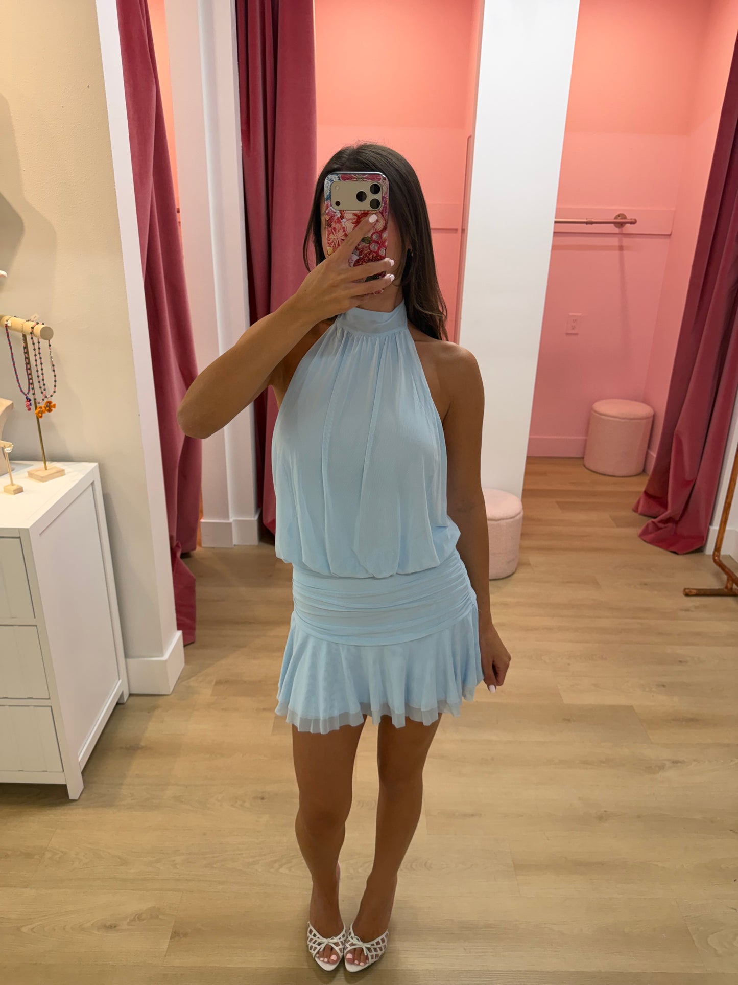 Felicity Halter Mini Dress - Sky