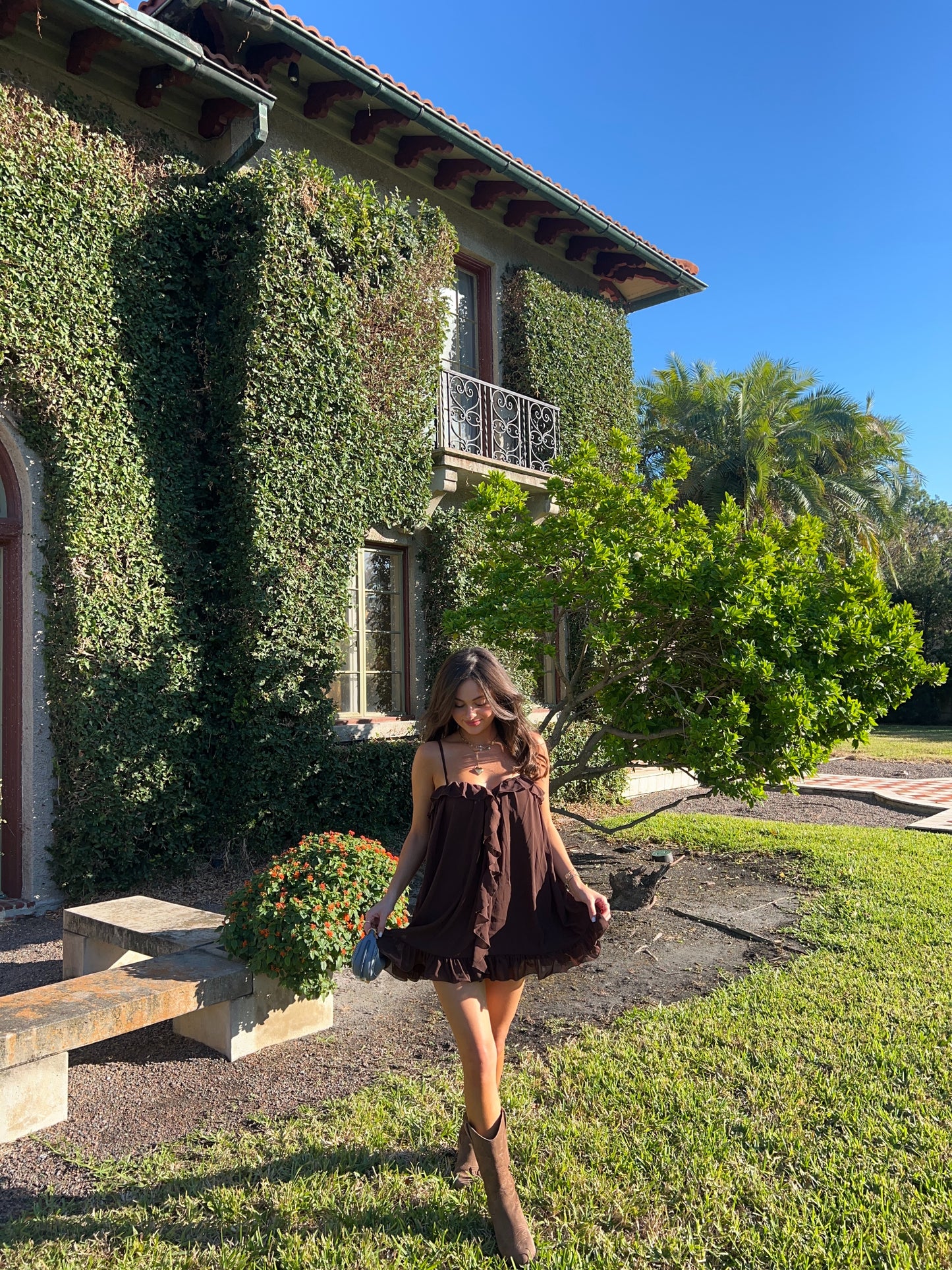 KRISTIA MINI DRESS - CHOCOLATE