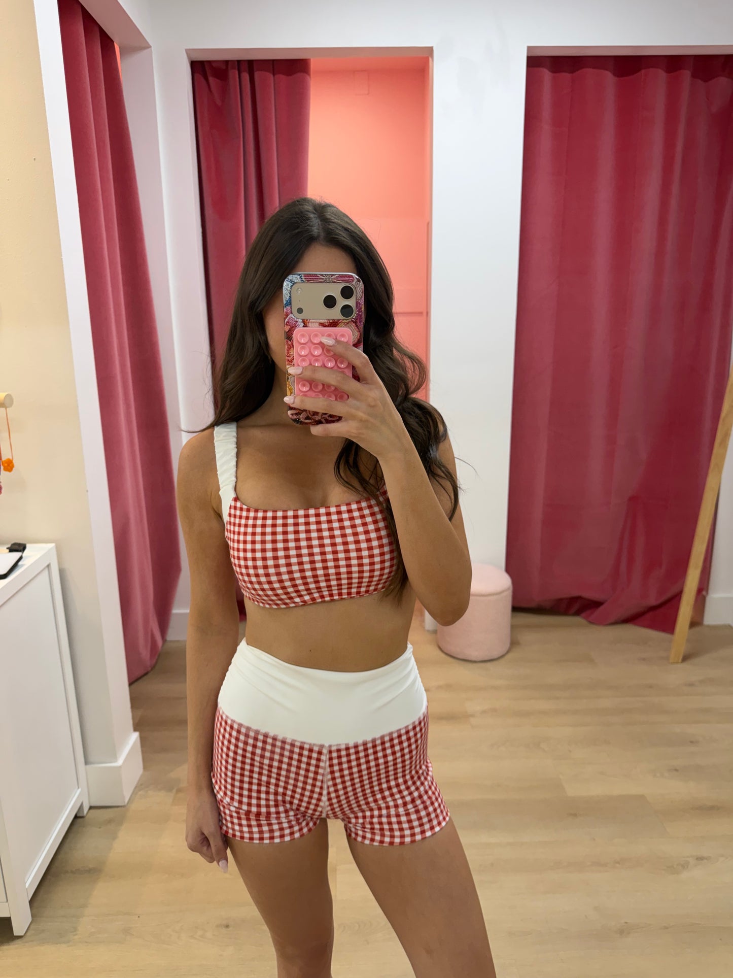 Dorothy Active Shorts - RED GINGHAM