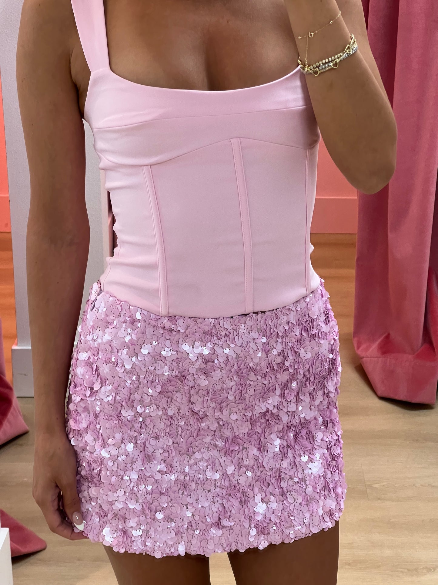 Orion Sequin Skirt - Pink