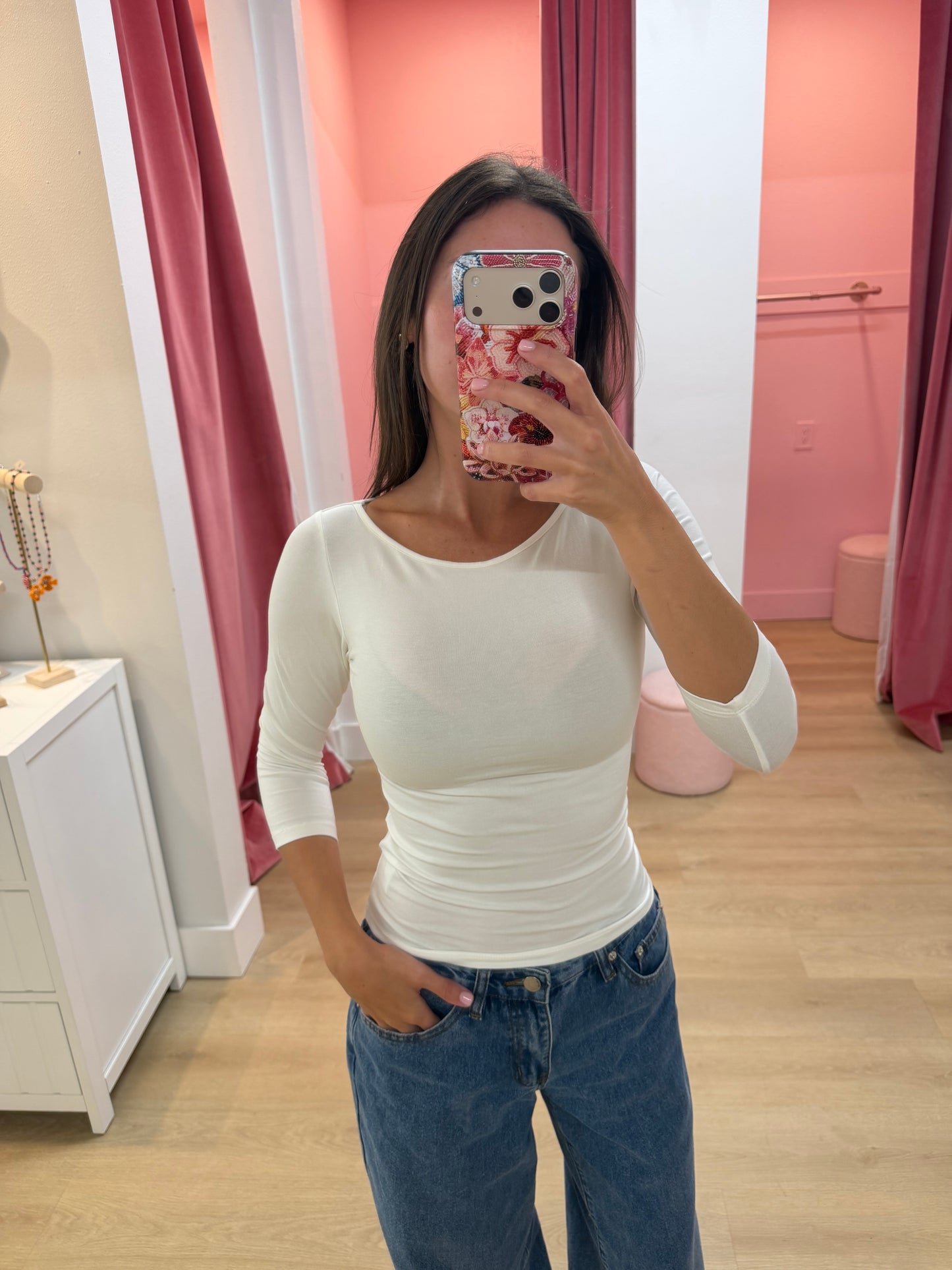Izzy Quarter Sleeve Top - White