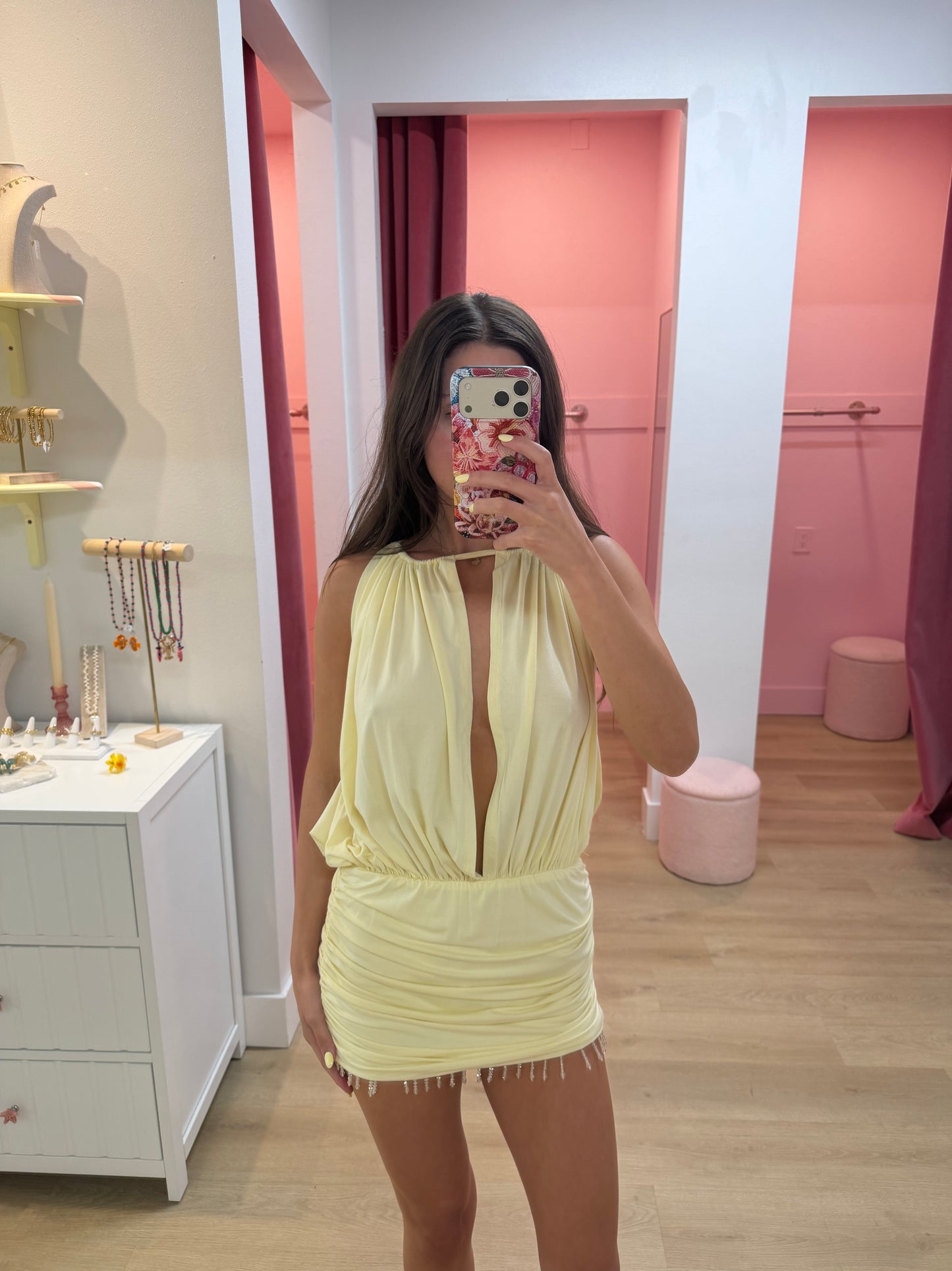 Genevieve Halter Crystal Fringe Mini Dress