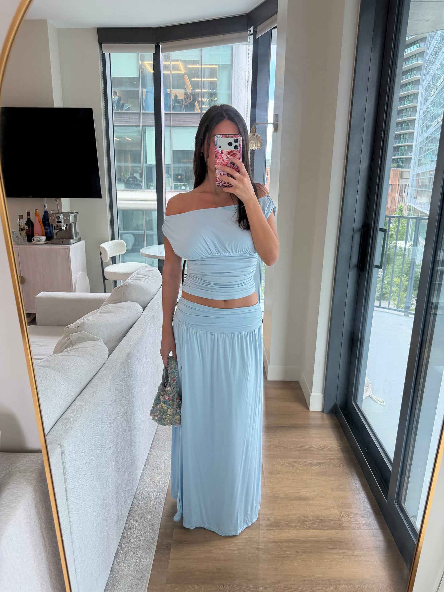 Farrah Ruched Top - SKY BLUE