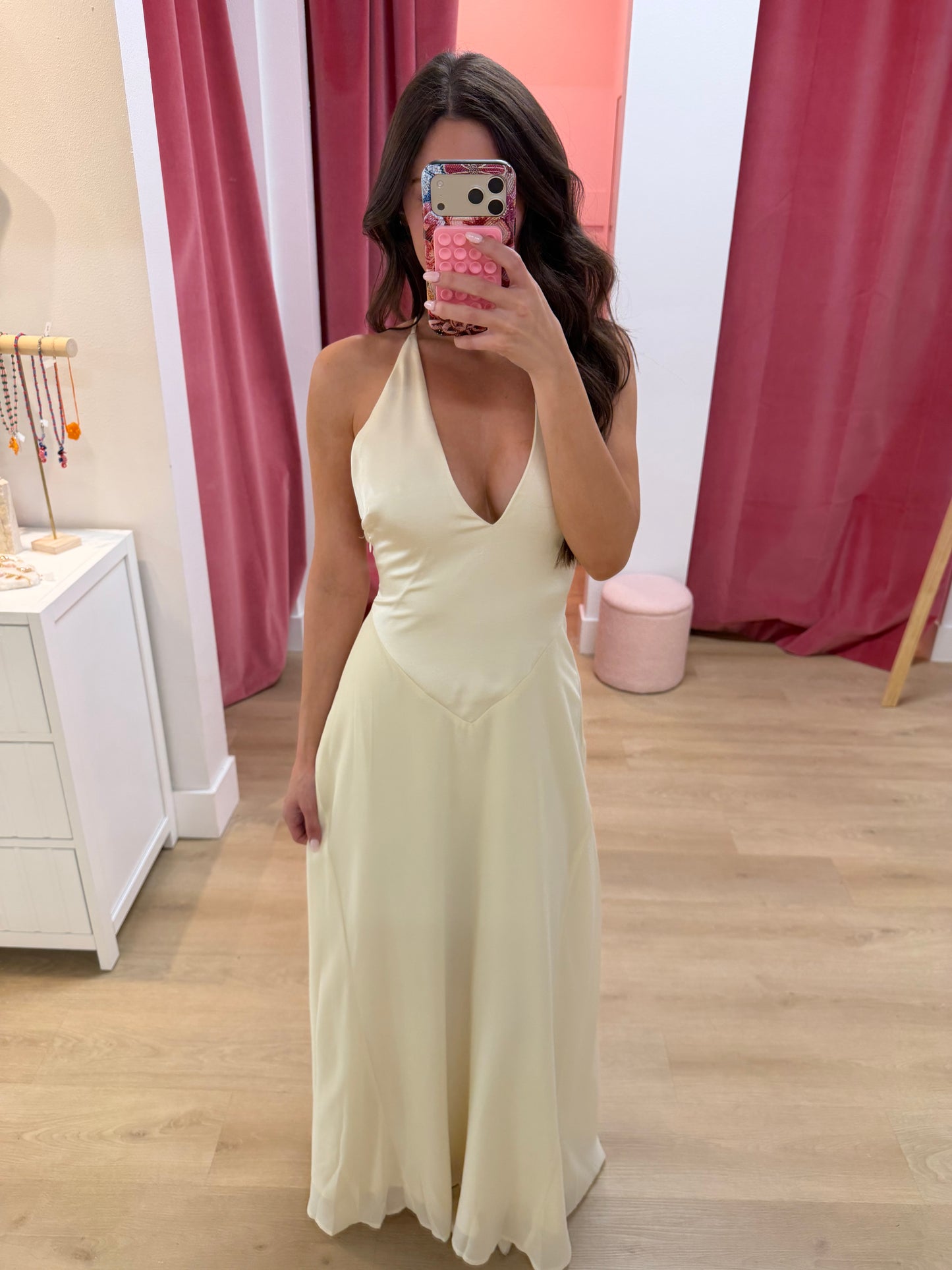 Kaylee Halter Maxi Dress- Ivory