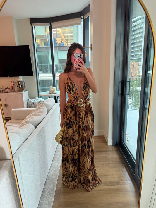 Tigress Plunge Maxi Dress