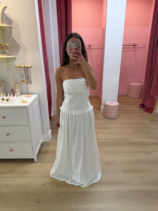 Ophelia Strapless Maxi Dress - WHITE