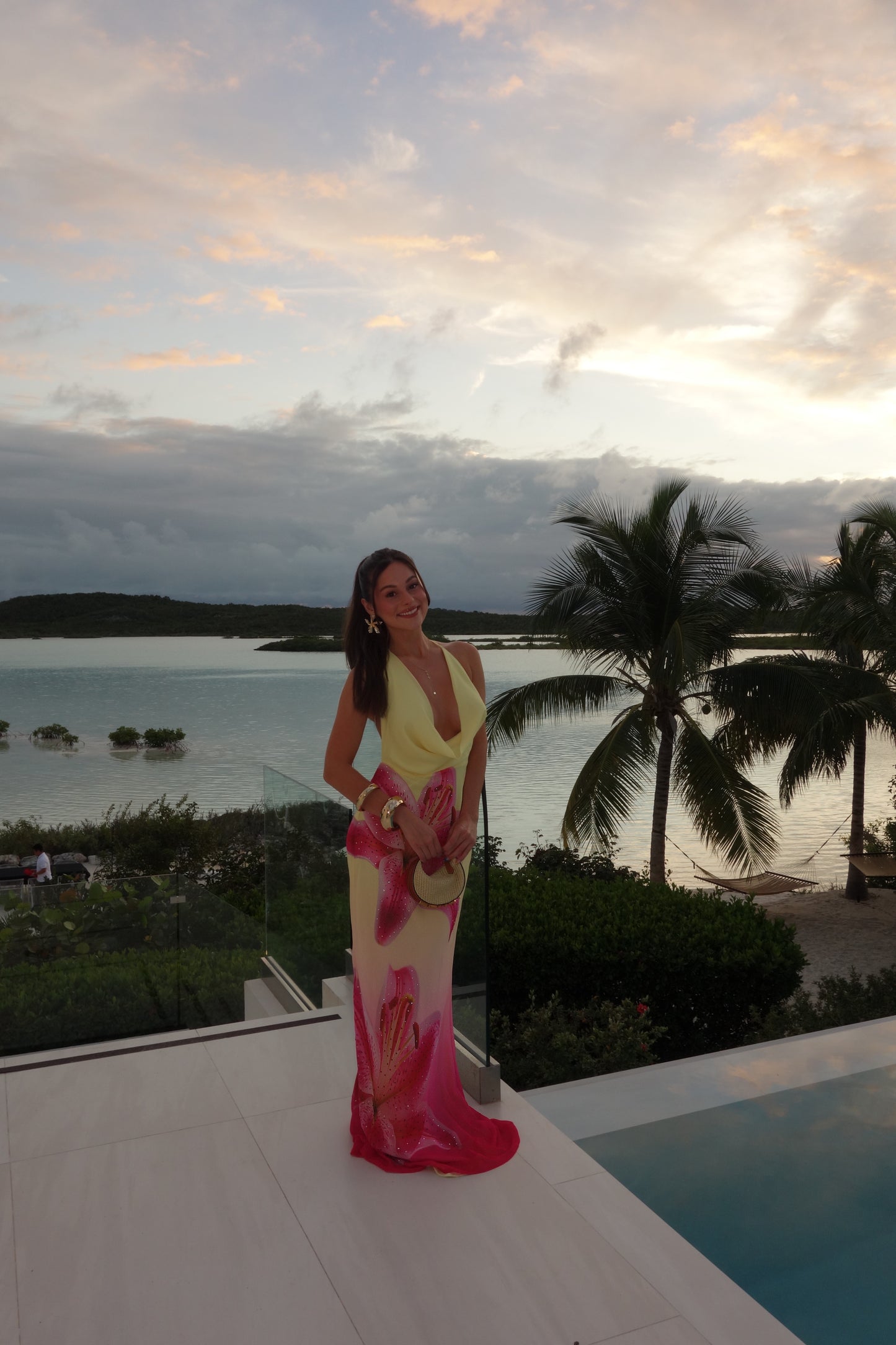 JULIANA COWL HIGH SLIT MAXI DRESS - PINK LILY