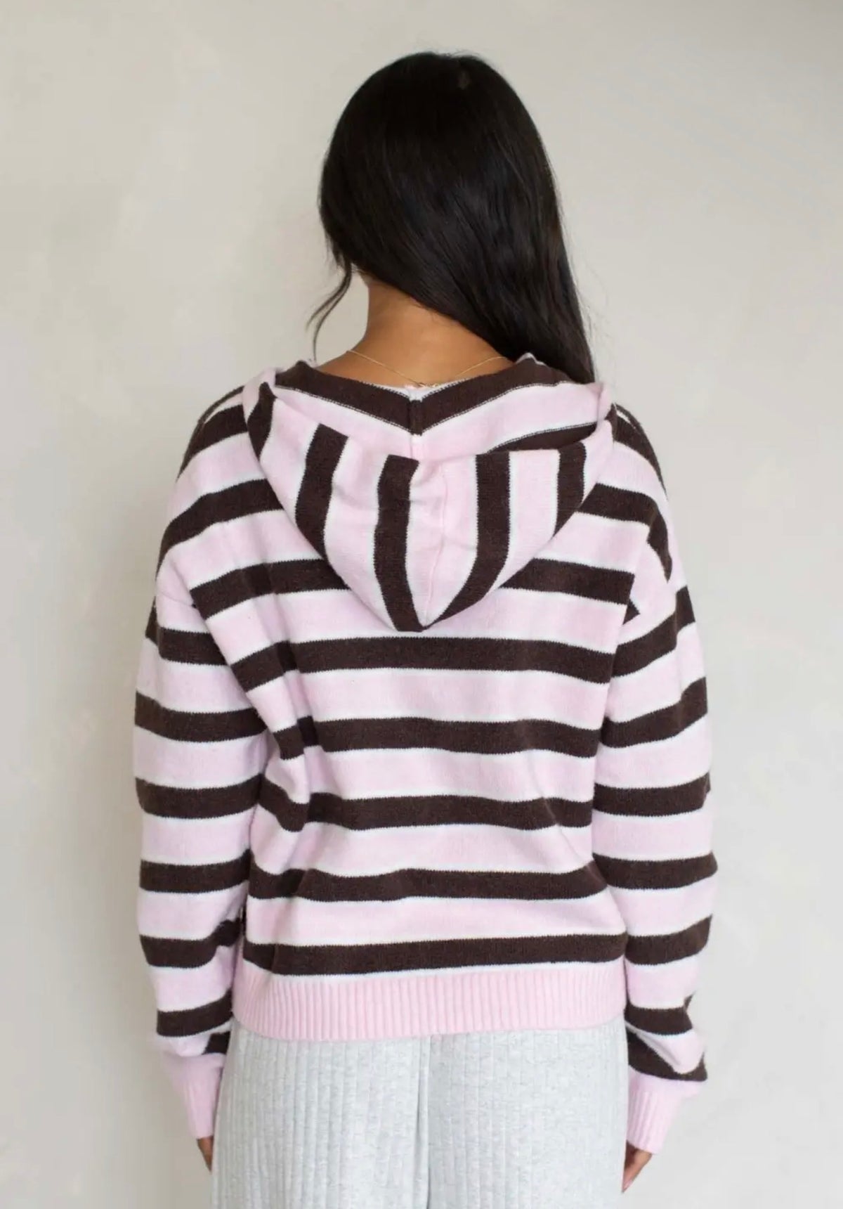Colby Double Zip Hoodie Sweater - Pink