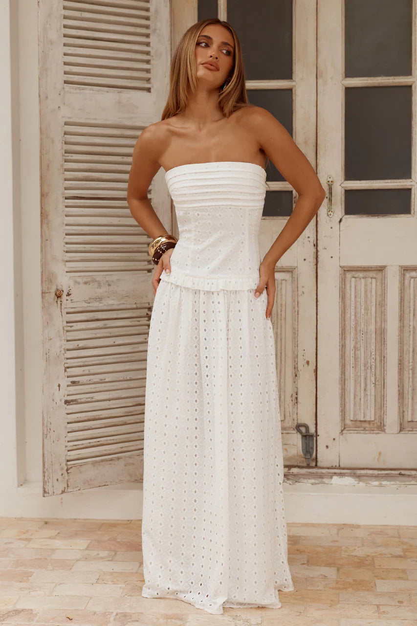 Ophelia Strapless Maxi Dress - WHITE