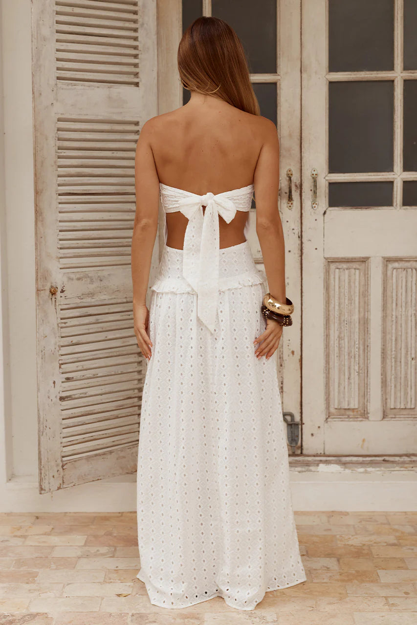 Ophelia Strapless Maxi Dress - WHITE
