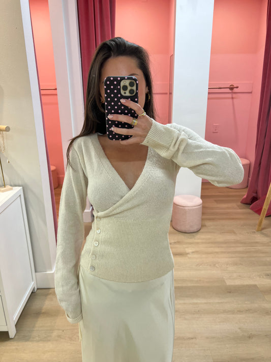 Lily Wrap Knit Top - Cream