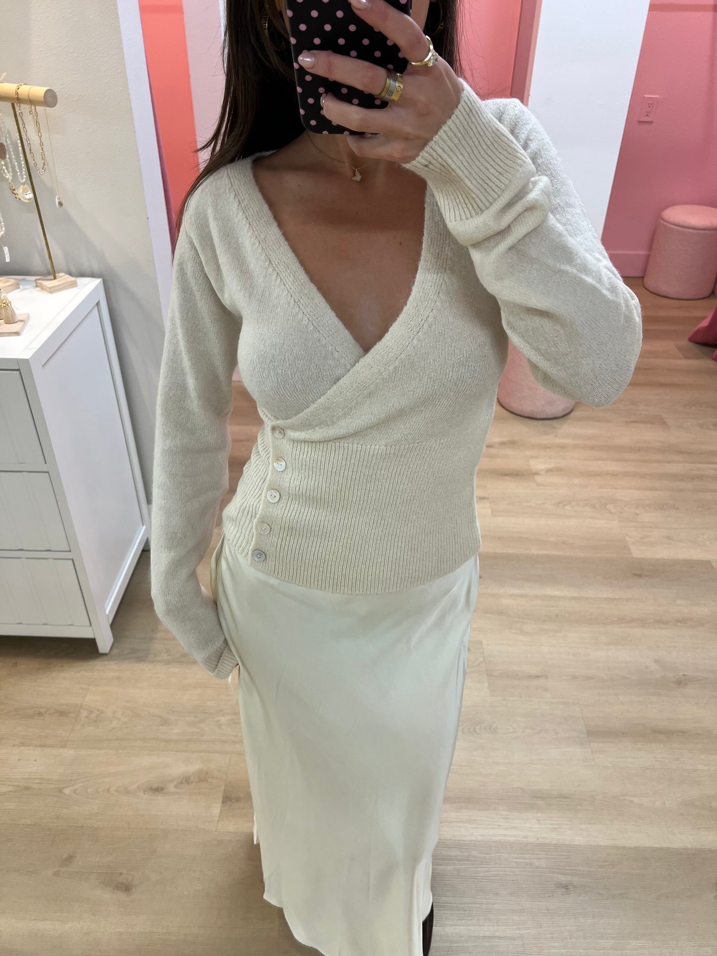 Lily Wrap Knit Top - Cream