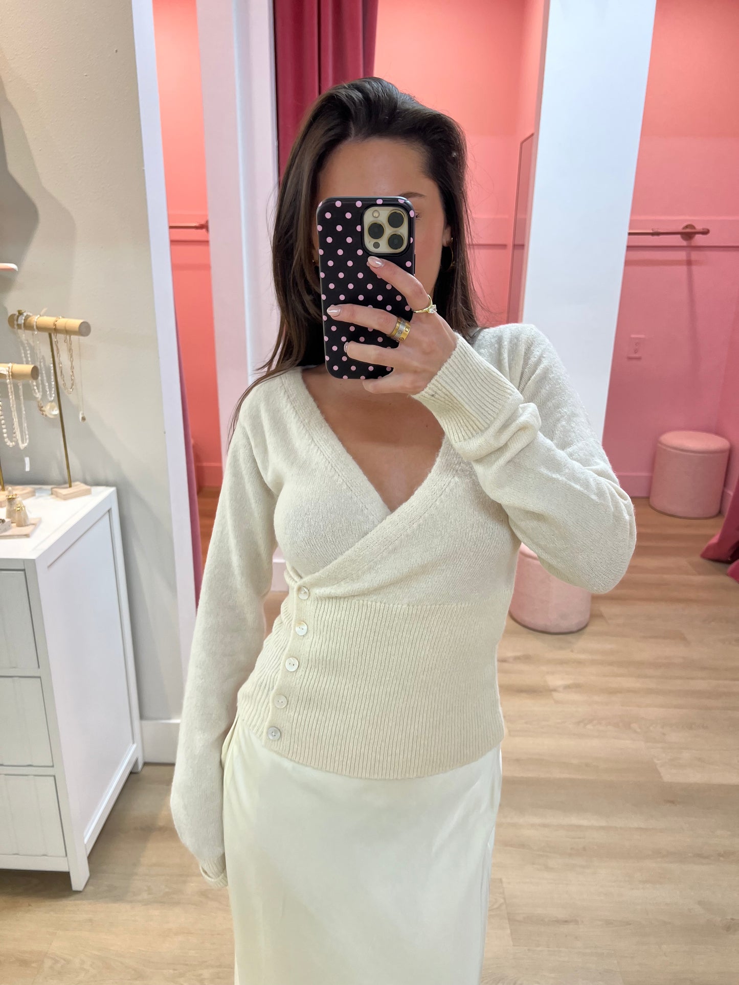 Lily Wrap Knit Top - Cream