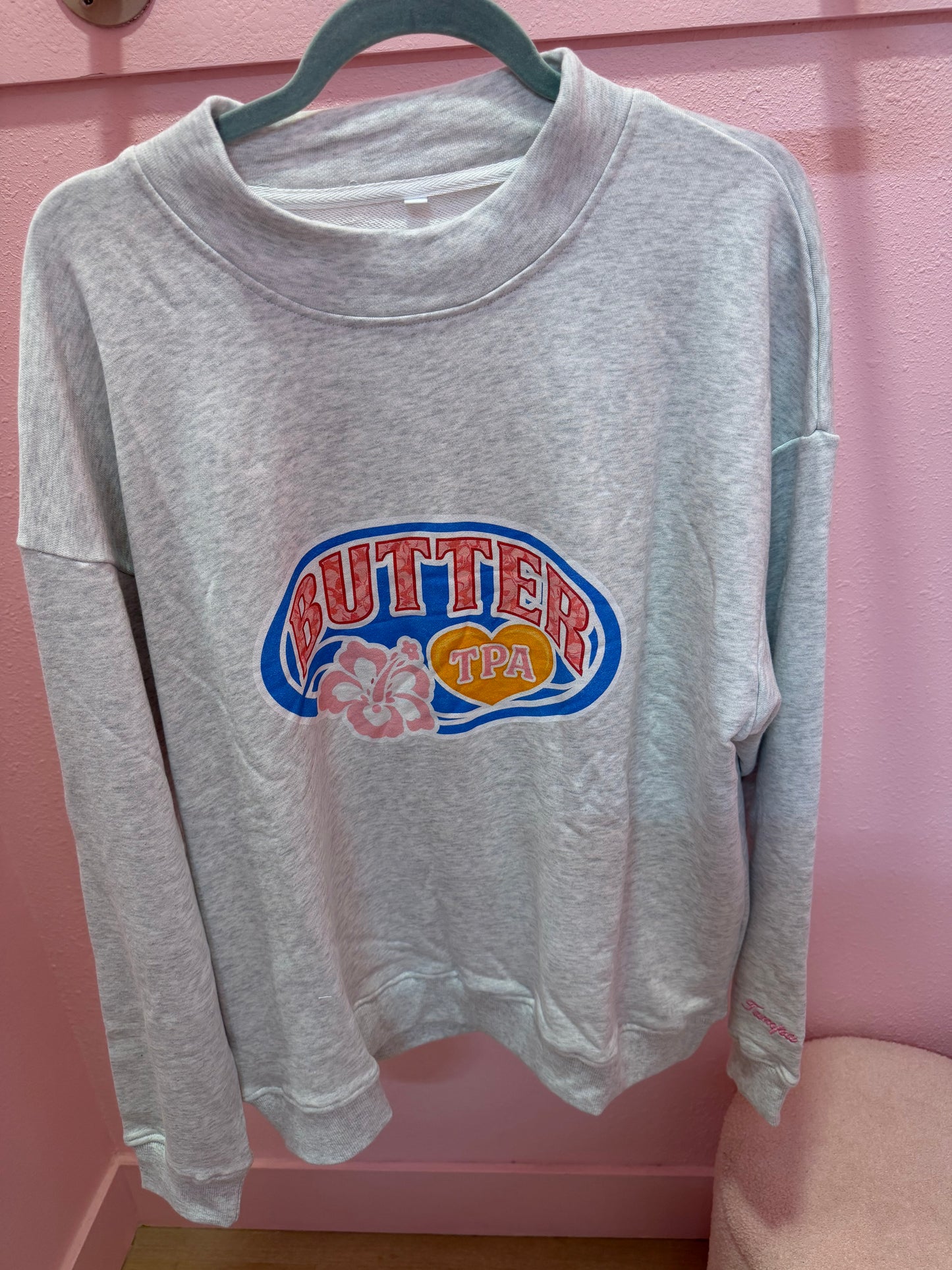 ‘BUTTER’ Terry Funnel Neck Pullover - Hibiscus