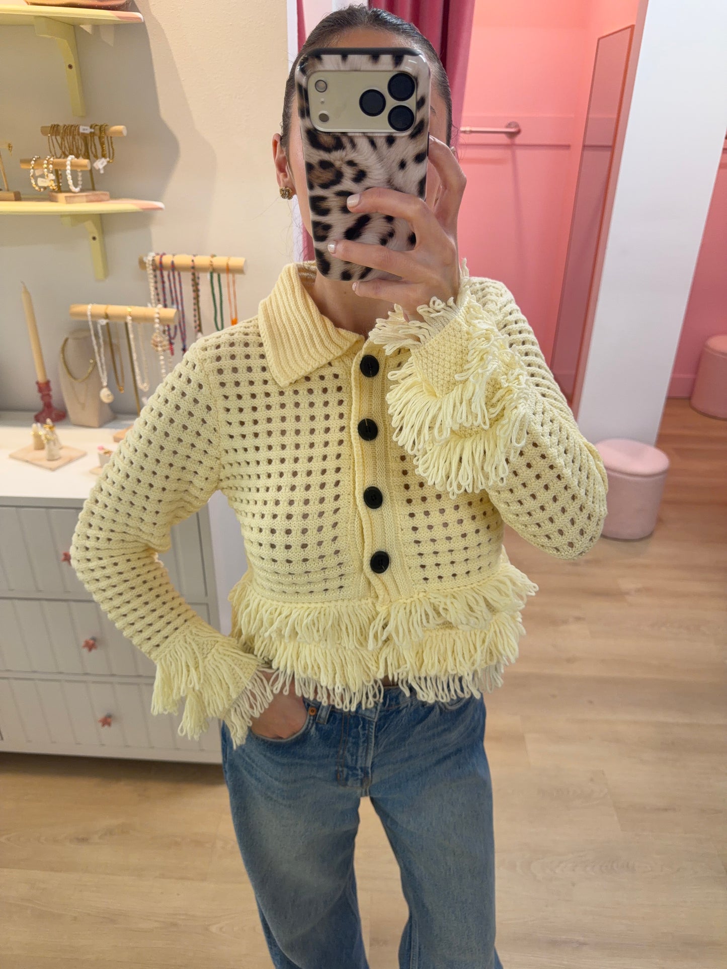Willow Fringe Knit Cardigan - Ivory