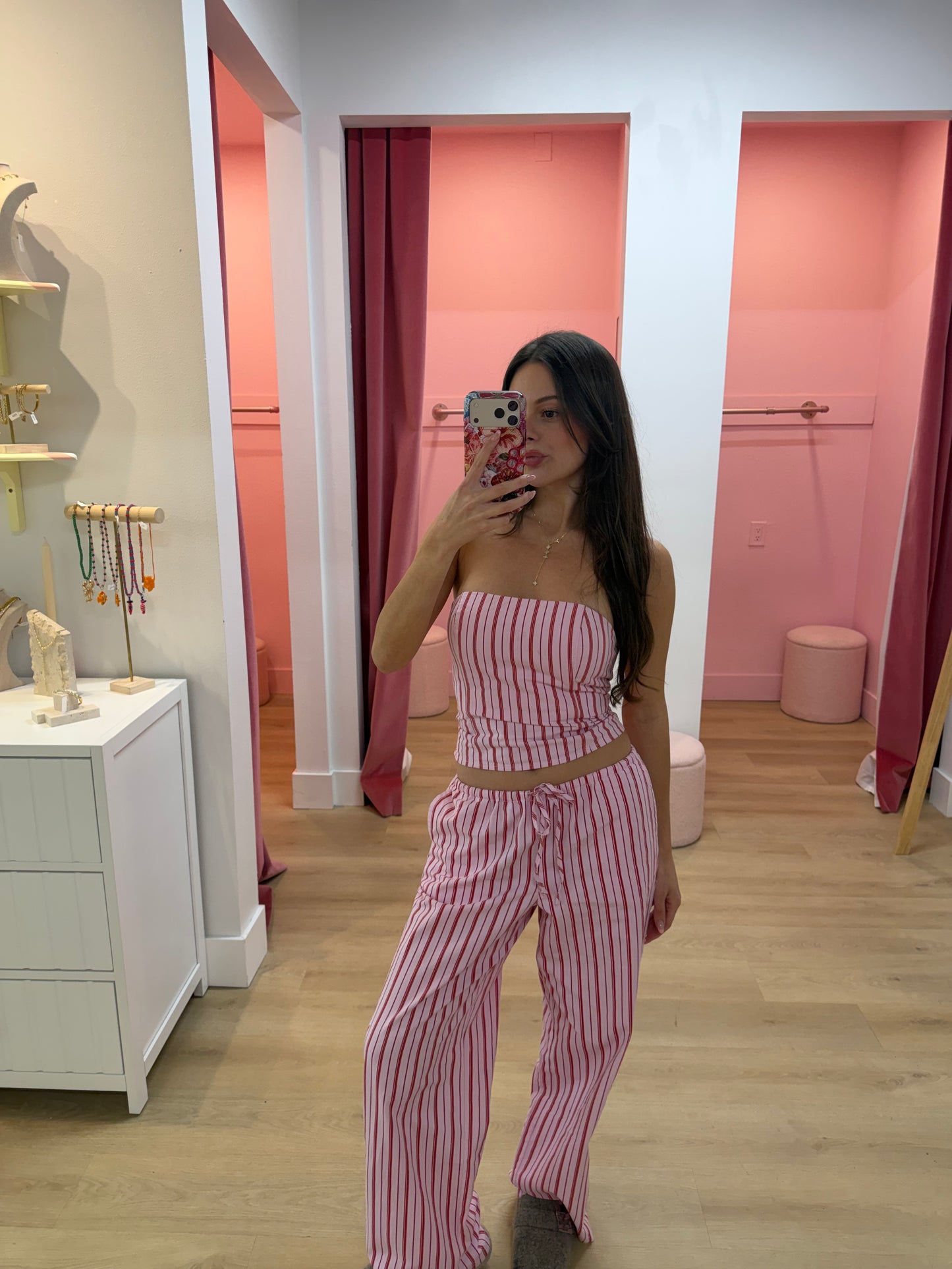 Lottie Tube Top - Stripe Peony
