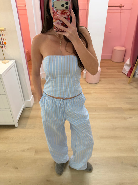 Lottie Tube Top - Stripe Blue