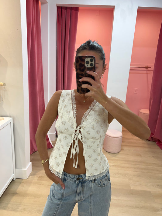Vivi Split Front Corset Top - Ivory