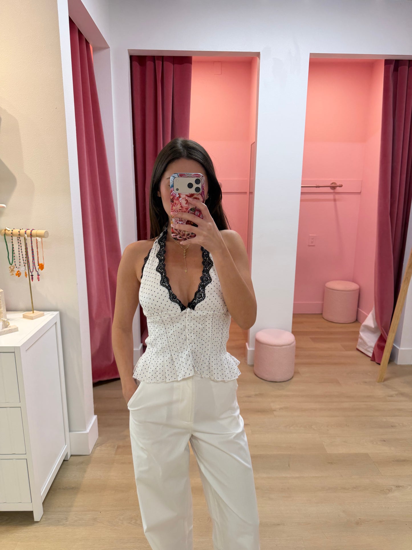 Penny Lace Halter Top - IVORY