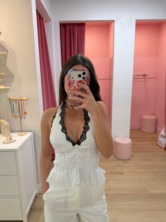Penny Lace Halter Top - IVORY