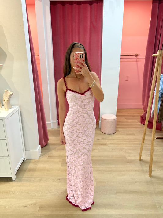 Sarta Lace Maxi Dress - Musk Pink