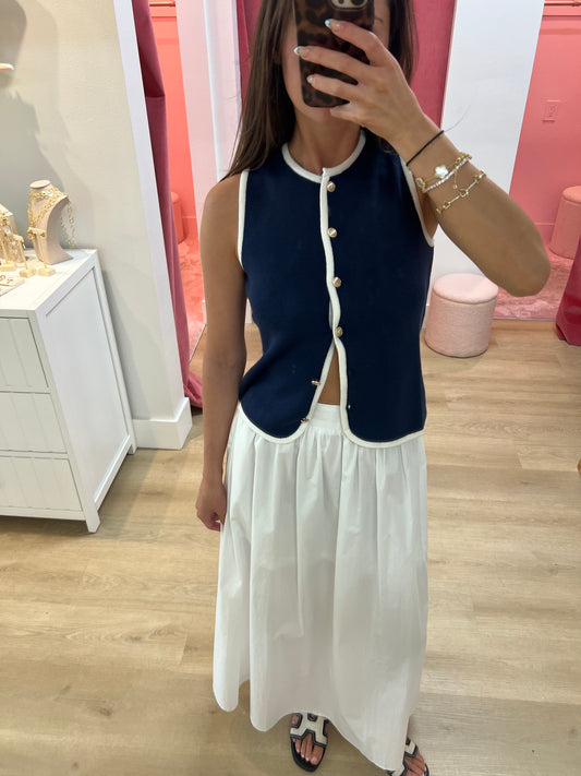Tatum Contrast Button Sweater Vest